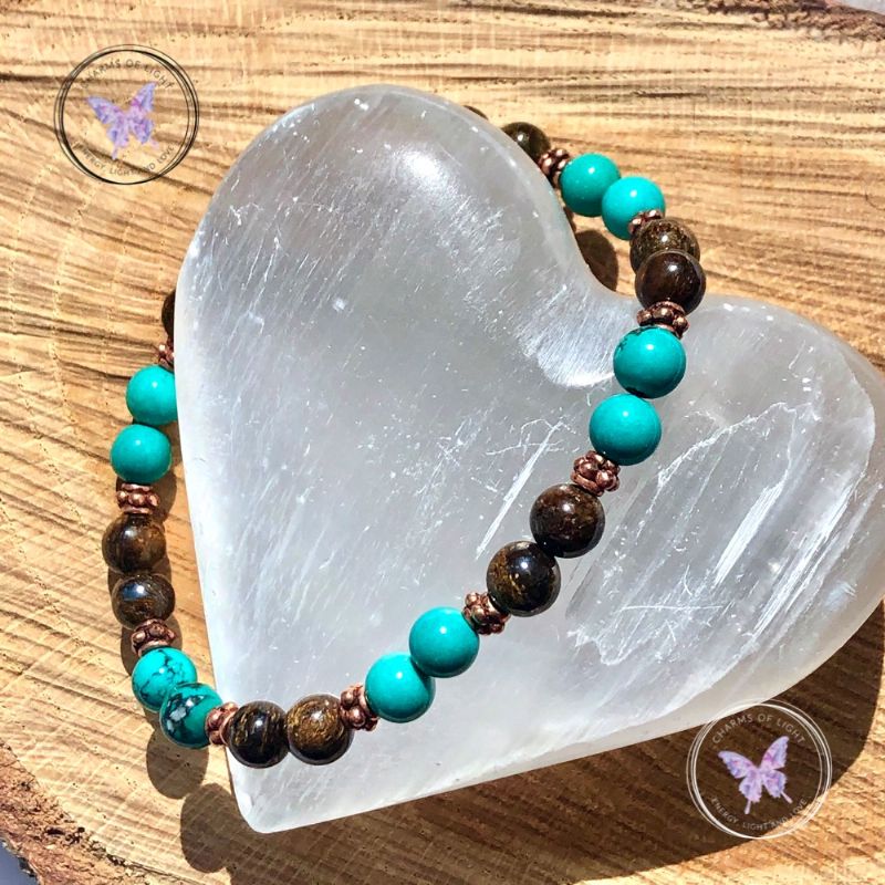 Bronzite & Turquoise Copper Bracelet